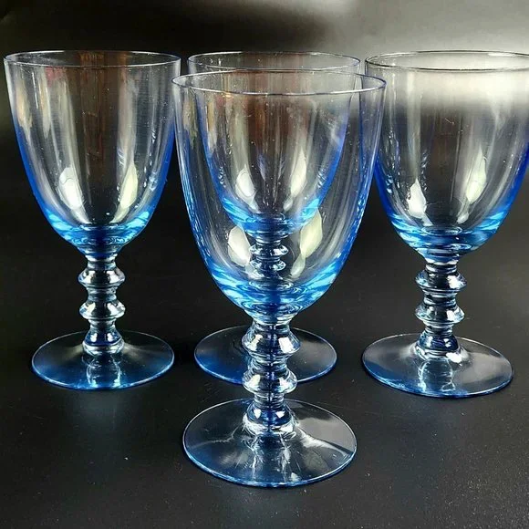 Dining | Vintage Aqua Blue Wine Glasses Set Of 4 | Poshmark